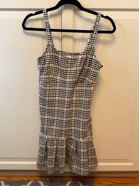 Hollister Brown and White Plaid Ruffle-Hem Mini Dress